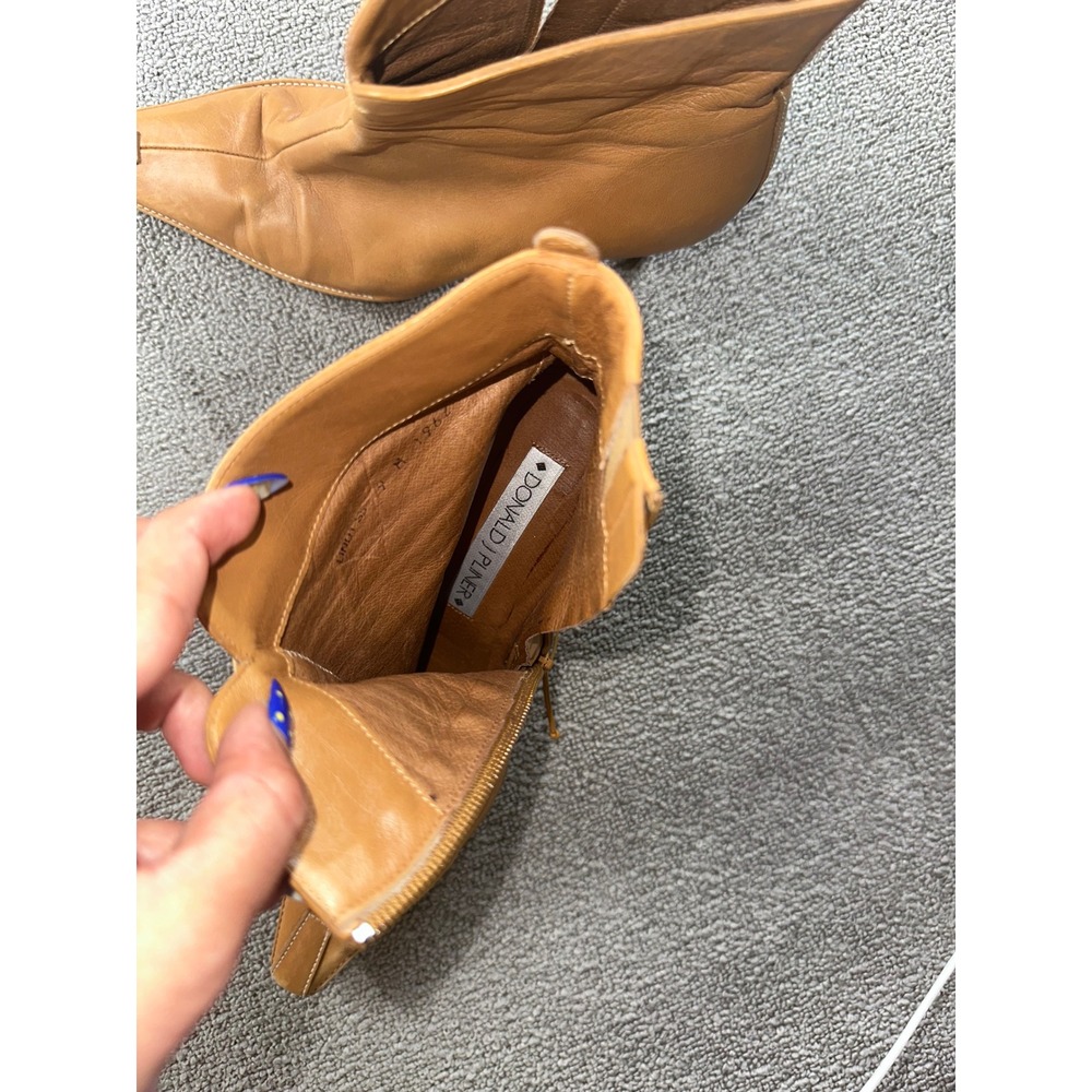 Y2K Donald J Pliner Boots Women 9 M Tan Lindy 55 Leather Spain Made Office Work - Picture 15 of 16